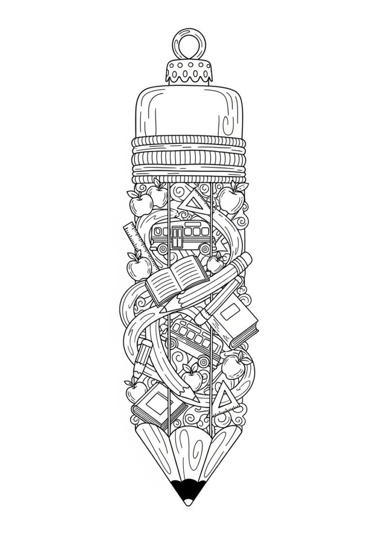 Back to School Pencil Ornament Coloring Page Back to School Pencil Ornament Coloring Page