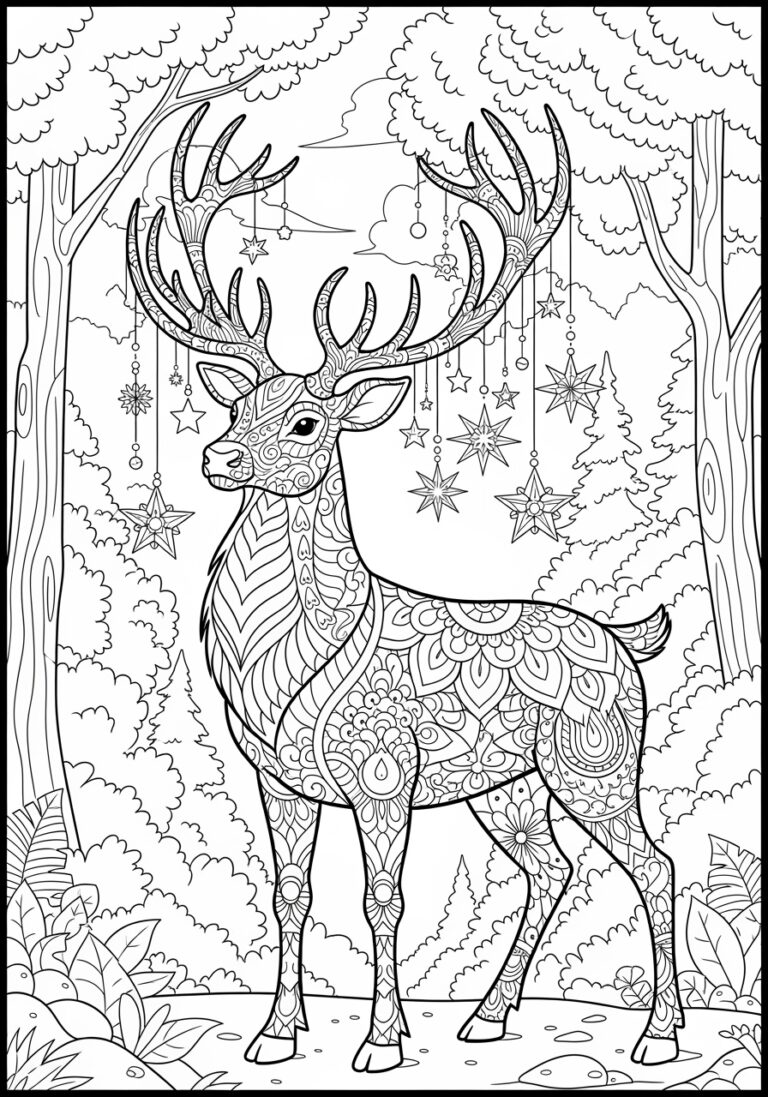 Reindeer Coloring Page for Adults