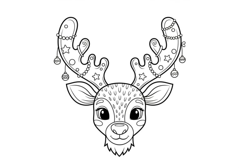 Reindeer Head Coloring Page