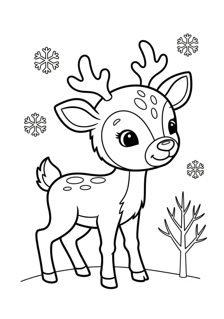 Cute Baby Reindeer Coloring Page