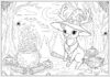 Halloween Reindeer in Witch Costume Coloring Page