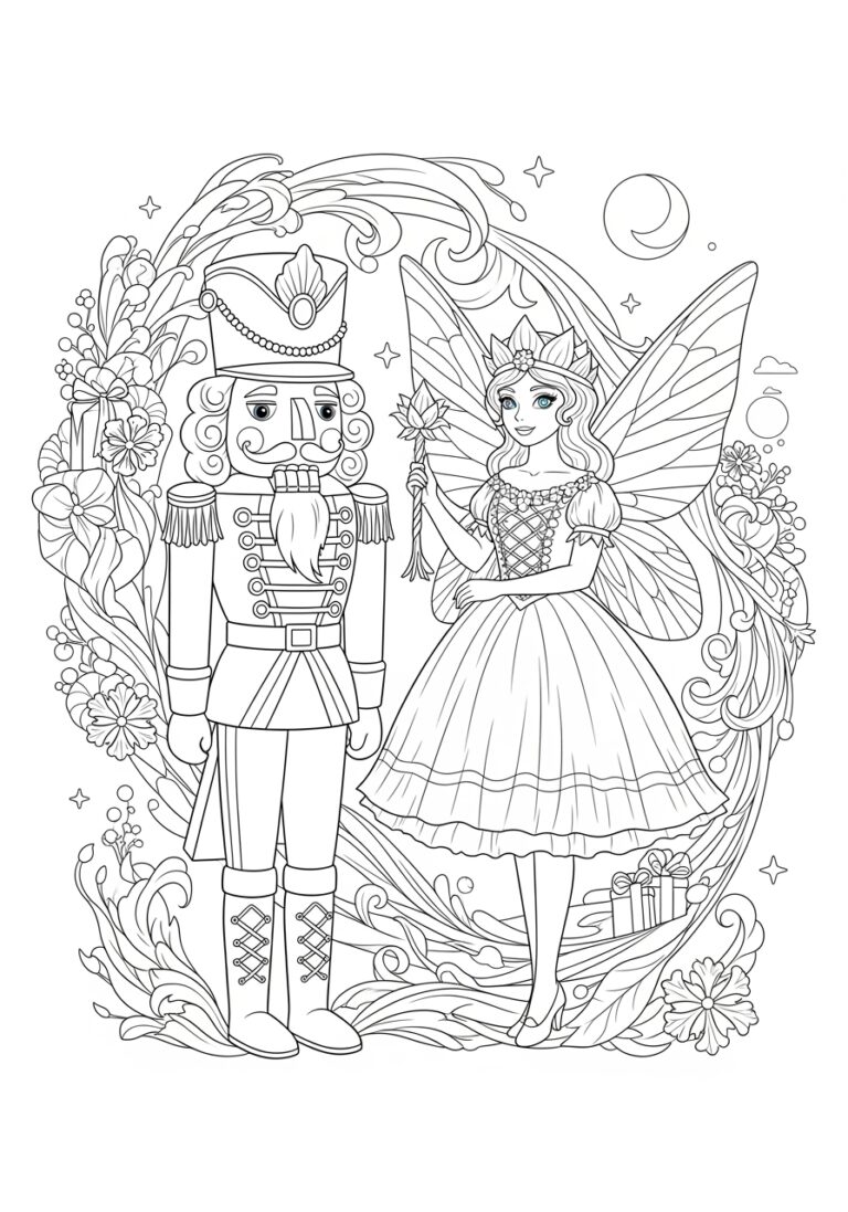 Nutcracker and Sugar Plum Fairy Coloring Page Nutcracker and Sugar Plum Fairy Coloring Page