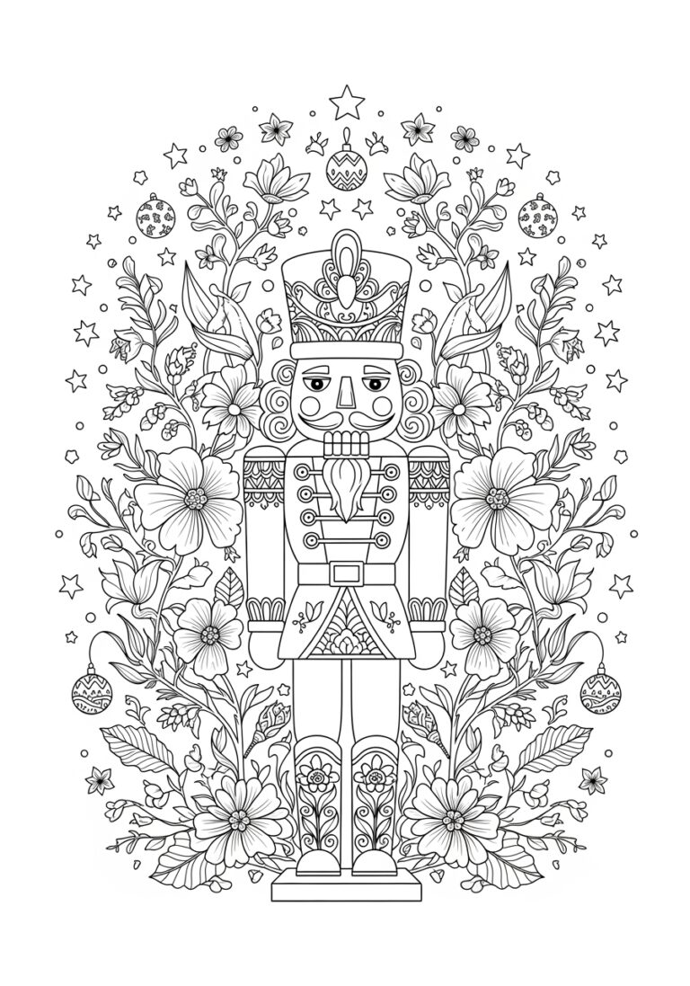 Floral Doodle Nutcracker Coloring Page Floral Doodle Nutcracker Coloring Page