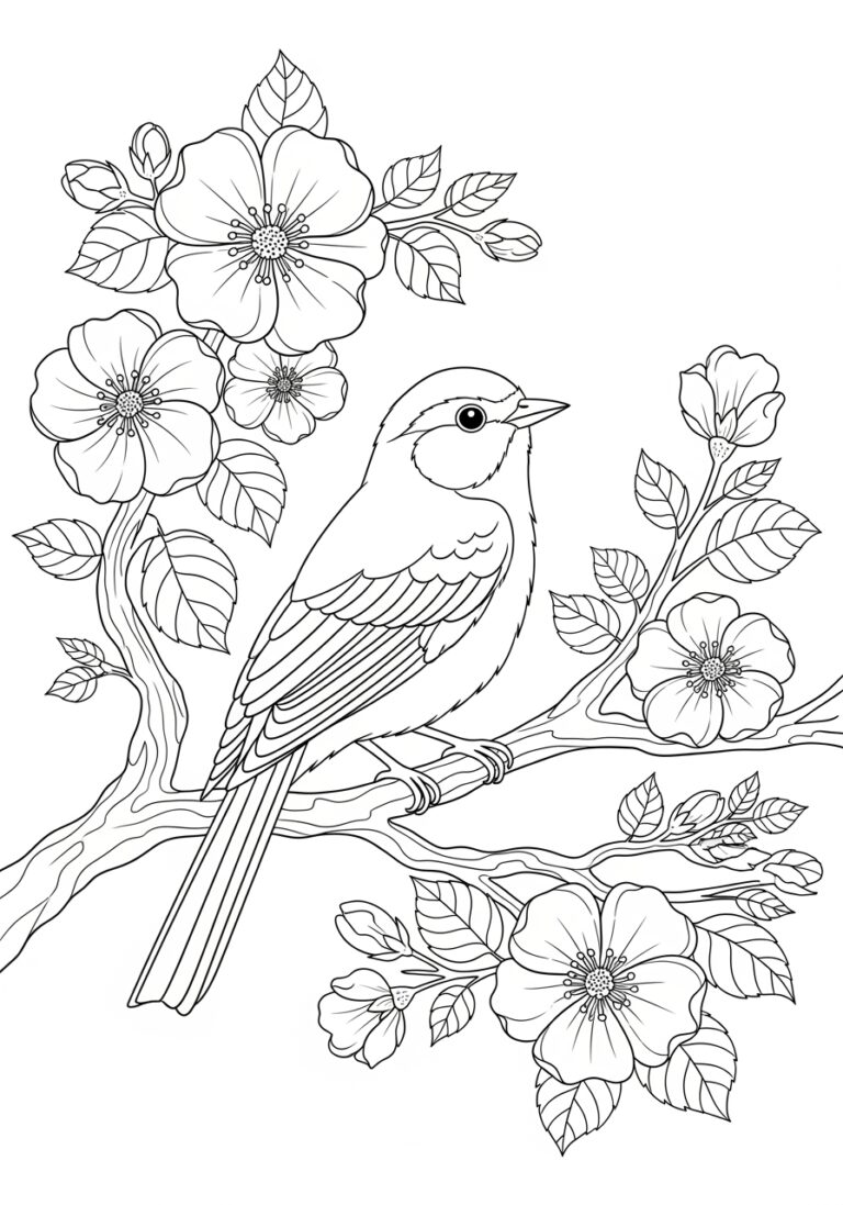 Beautiful Bird Coloring Page