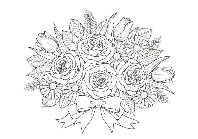 Beautiful Coloring Page of Flowers