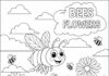 Bees and Flowers Coloring Page