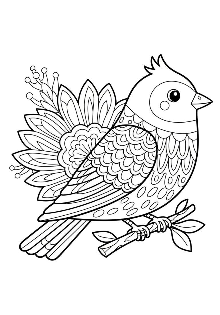 Bird Coloring Page for Adults