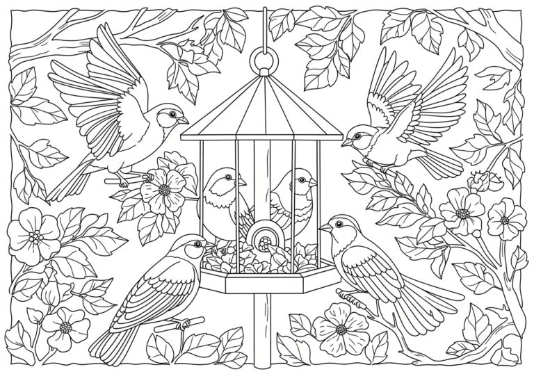 Bird Feeder Coloring Page