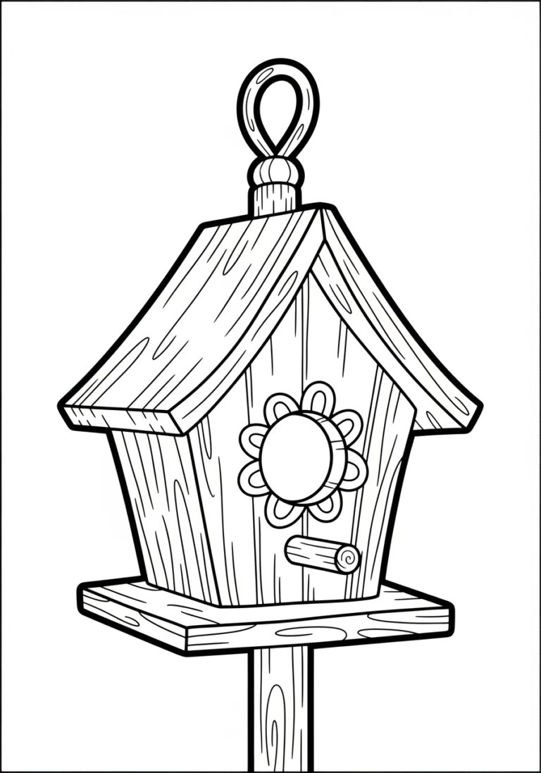 Bird House Coloring Page