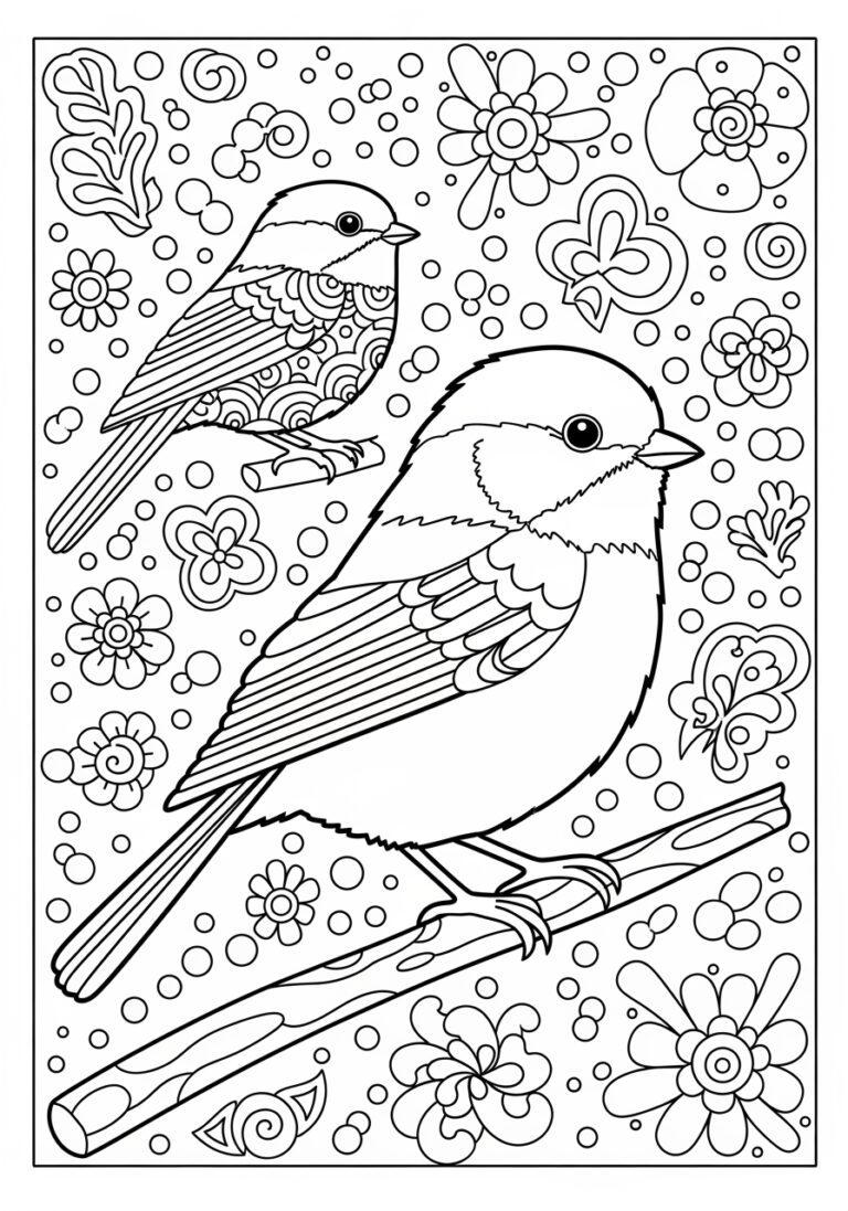 Black Capped Chickadee Coloring Page