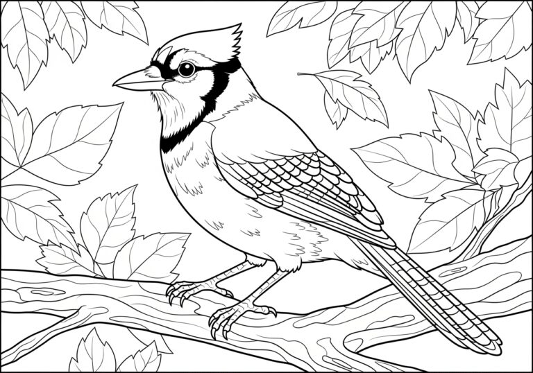 Blue Jay Bird Coloring Page