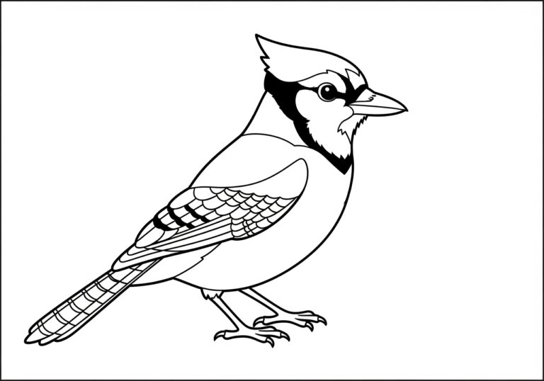 Blue Jay on a Summer Picnic Coloring Page