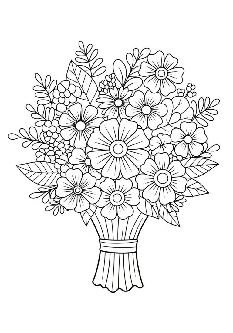 Bouquet Flower Coloring Page
