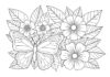 Butterfly and Flower Coloring Page for Adults