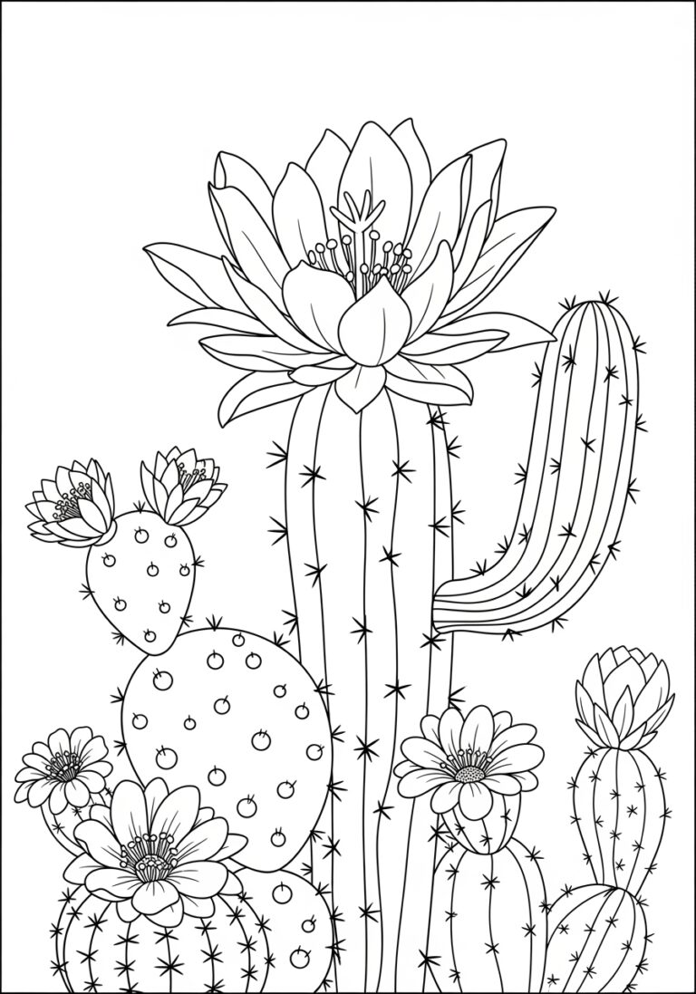 Cactus Flower Coloring Page