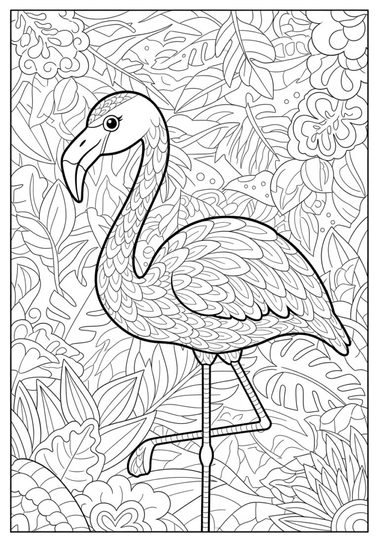 Cartoon Flamingo Coloring Page