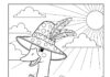 Cartoon Goose in a Funny Hat Coloring Page