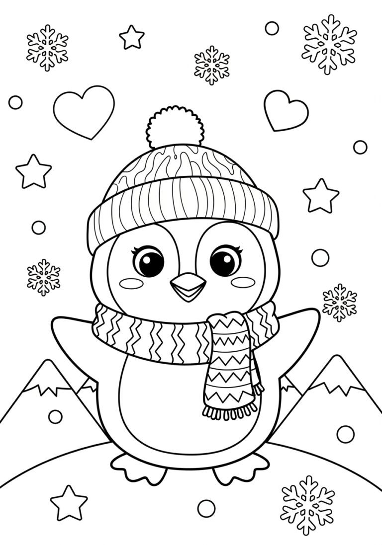 Cartoon Penguin Coloring Page