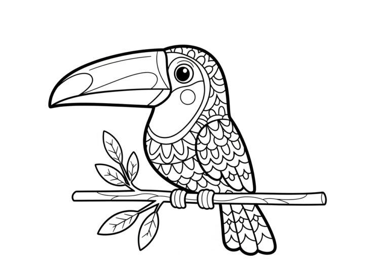 Cartoon Toucan Coloring Page