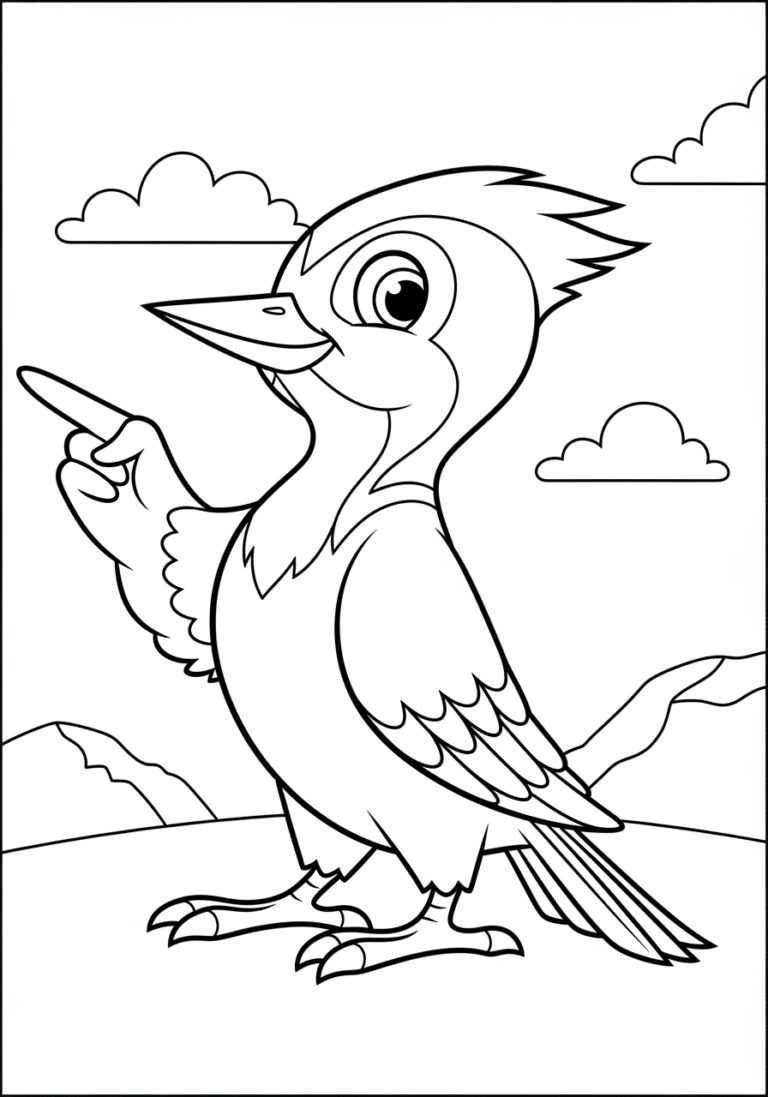 Cartoon Woodpecker Coloring Page
