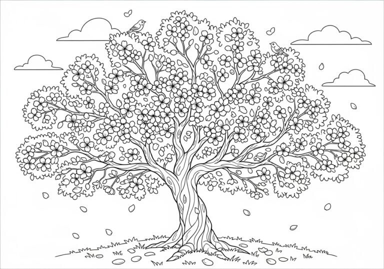 Cherry Blossom Tree Coloring Page