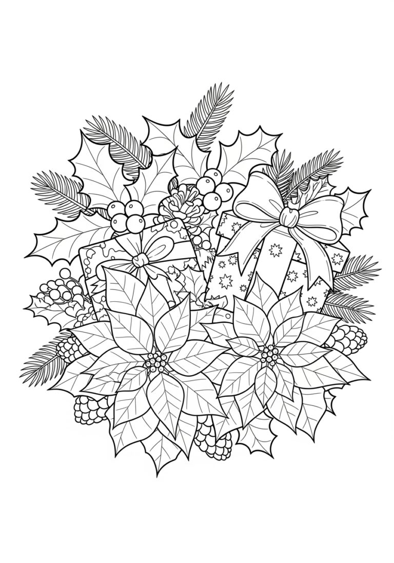 Christmas Bouquet Coloring Page