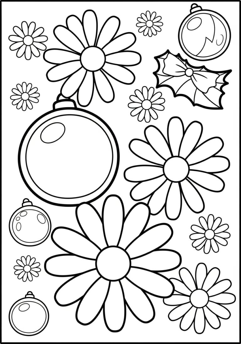 Christmas Daisy Coloring Page