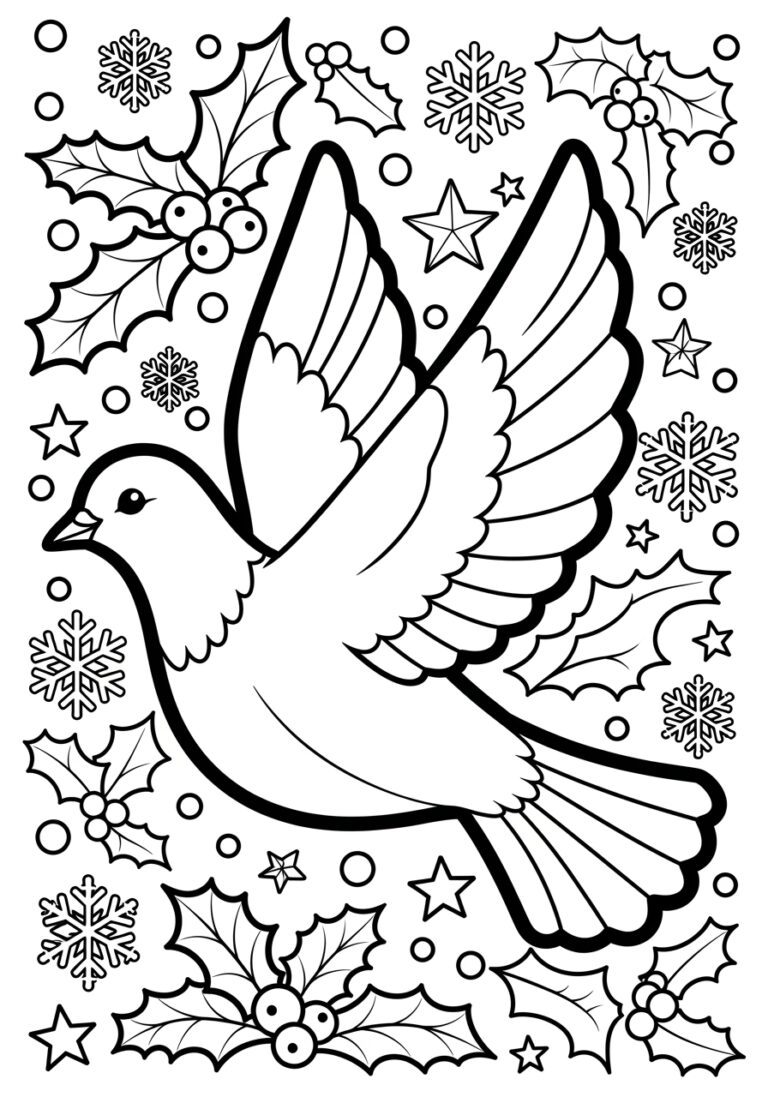 Christmas Dove Coloring Page