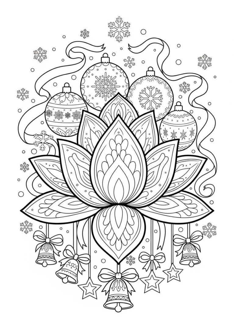 Christmas Lotus Ornament Coloring Page