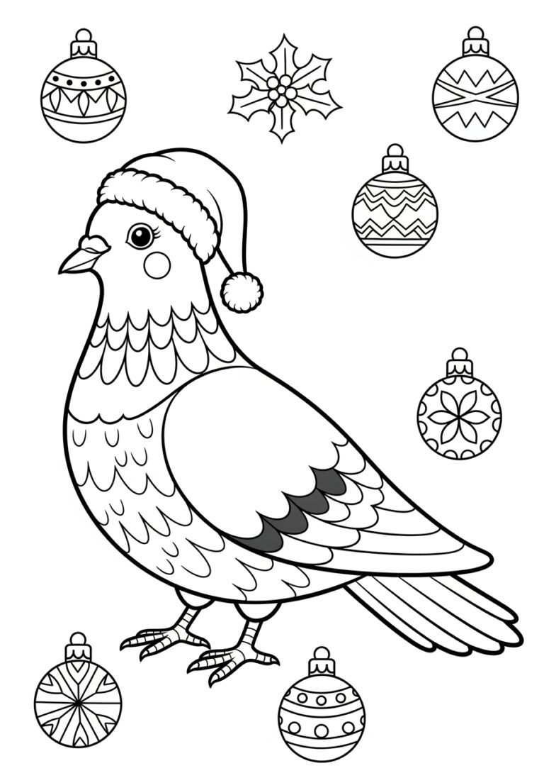 Christmas Pigeon Coloring Page