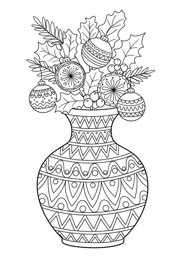 Christmas Vase Coloring Page