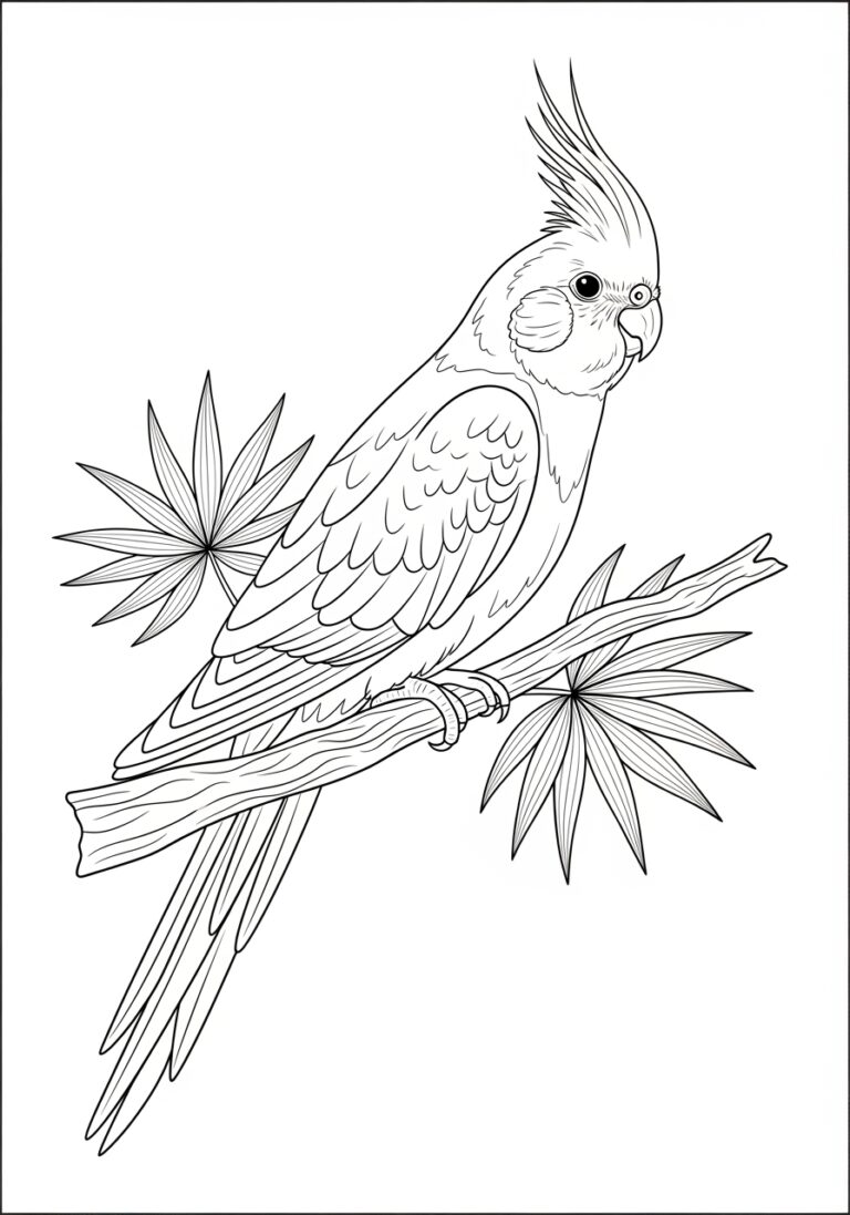 Cockatiel Bird Coloring Page