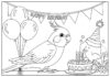 Cockatiel Celebrating Birthday Coloring Page