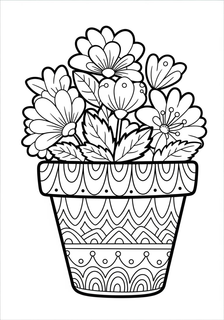 Coloring Page Flower Pot