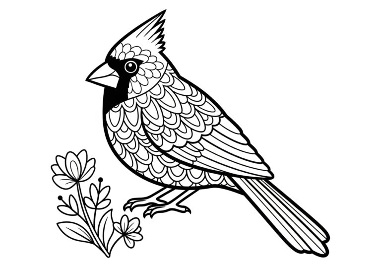 Coloring Page of a Cardinal