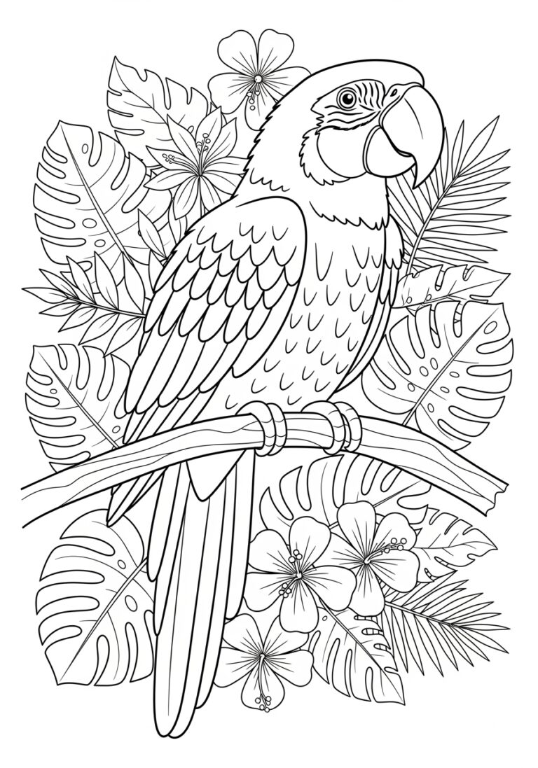 Coloring Page of a Parrot
