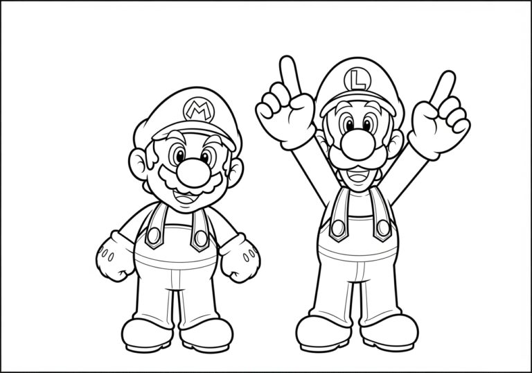 Coloring Page Mario and Luigi