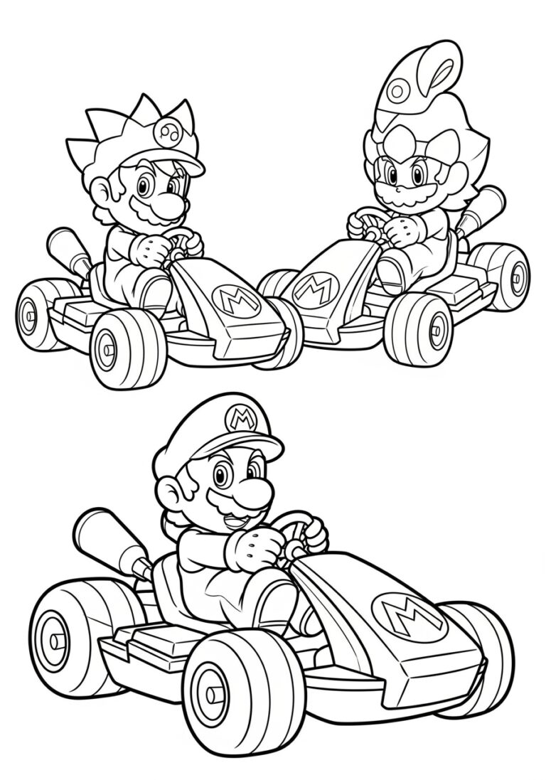 Coloring Page Mario Kart