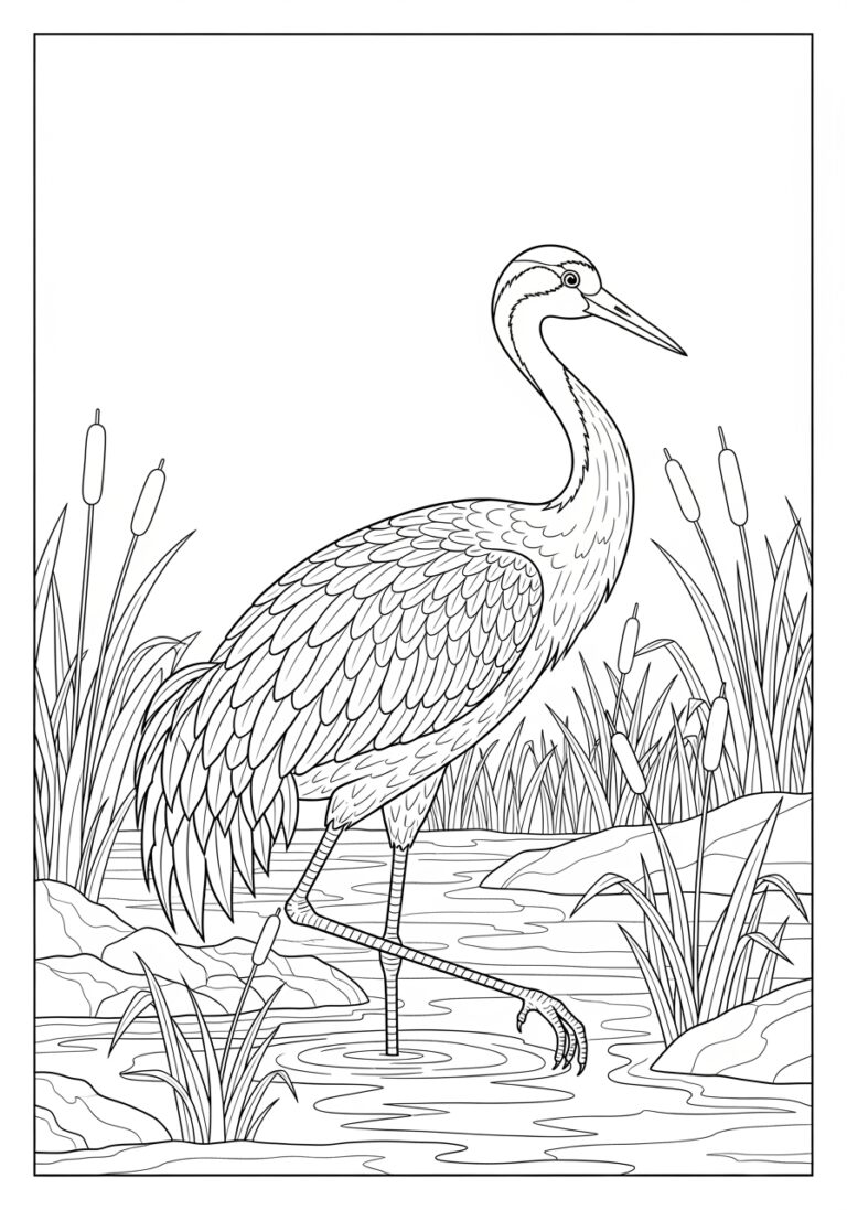 Crane Bird Coloring Page