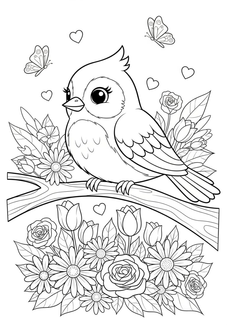 Cute Bird Coloring Page