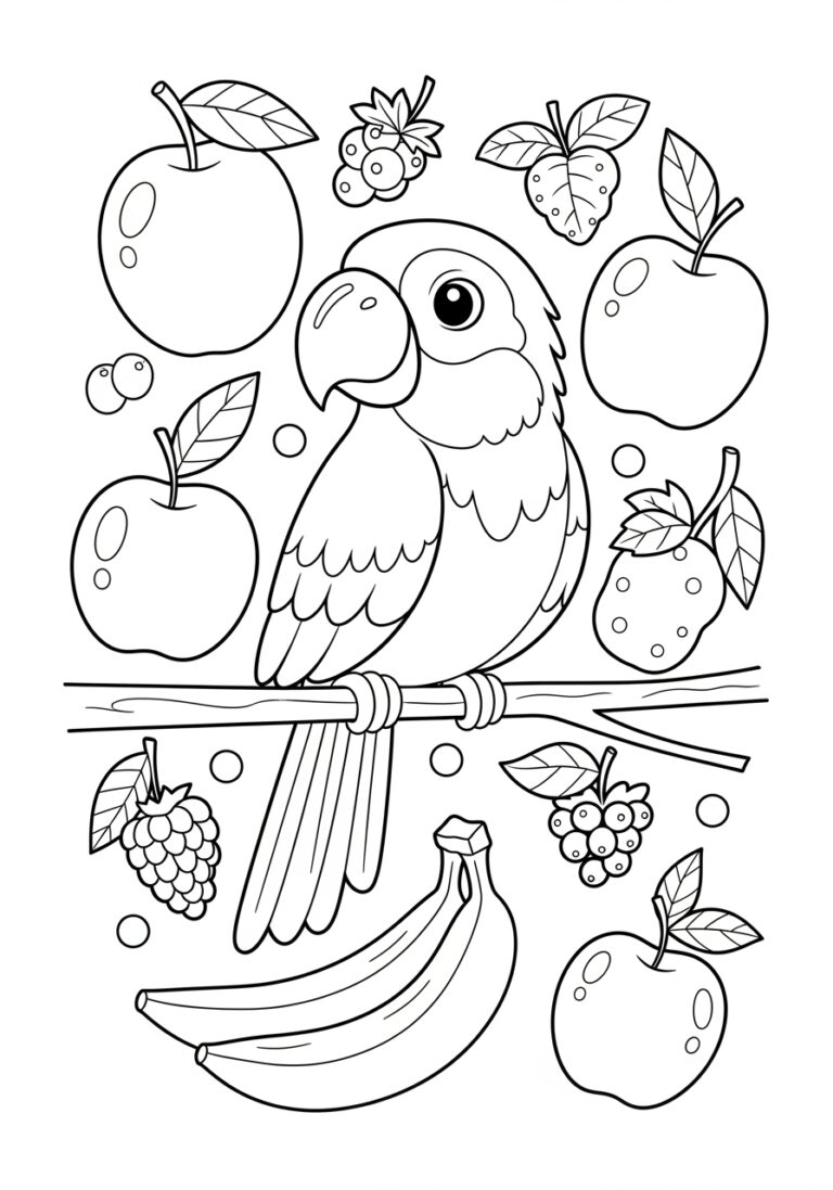 Cute Parrot Coloring Page