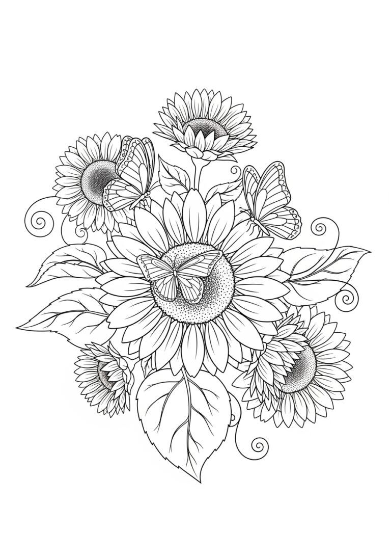 Cute Sunflower Coloring Page