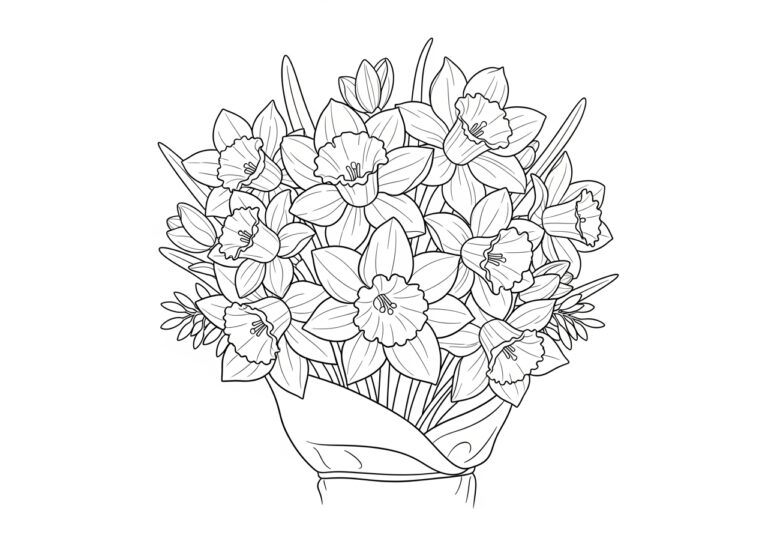 Daffodil Bouquet for Valentine’s Day Coloring Page