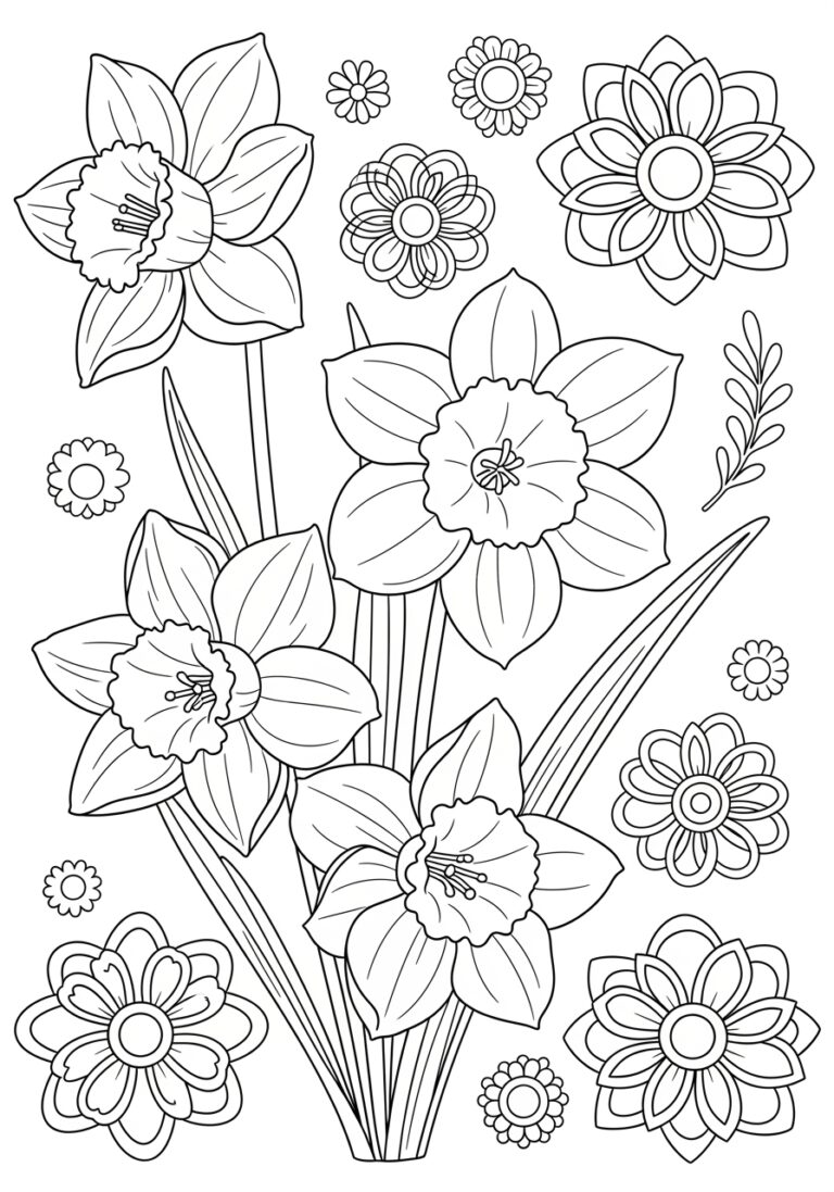 Daffodil Day Colouring Page