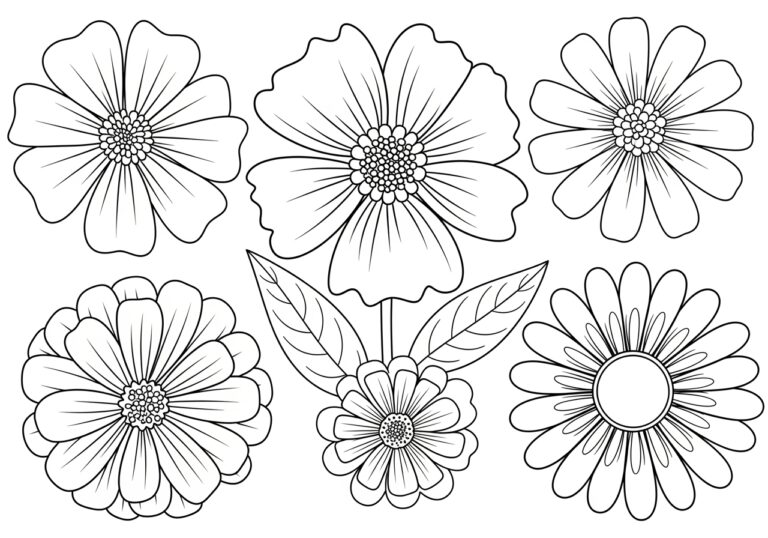 Different Flower Coloring Page