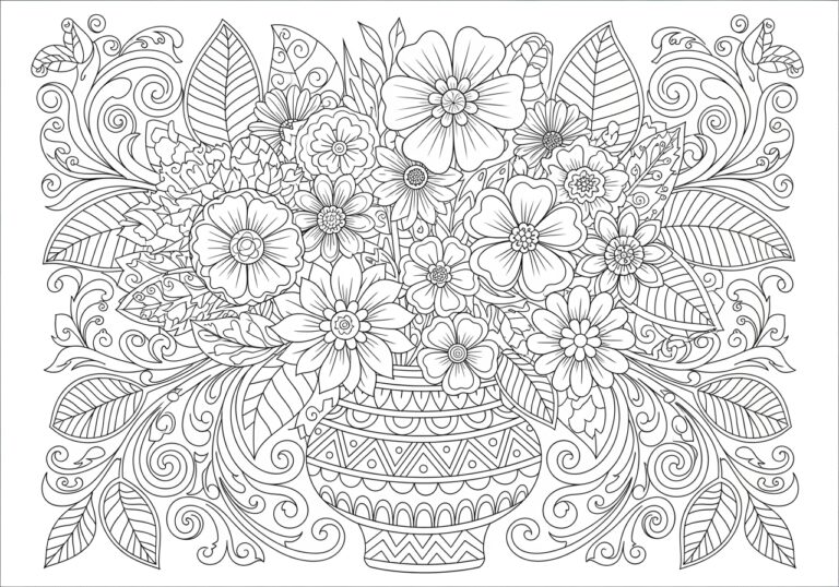 Difficult Flower Coloring Page