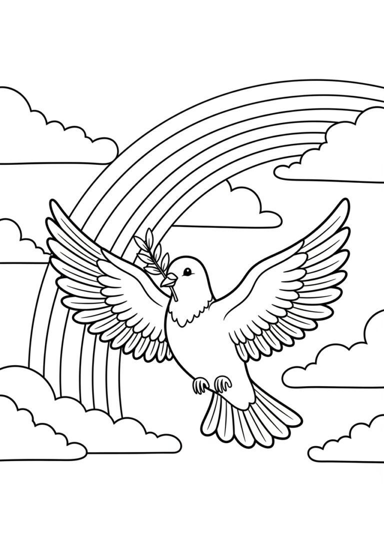 Dove and Rainbow Coloring Page