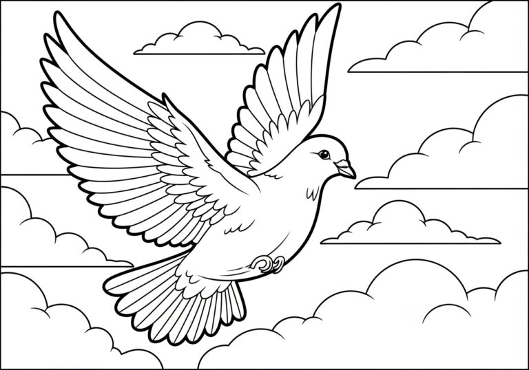 Dove in Flight Coloring Page