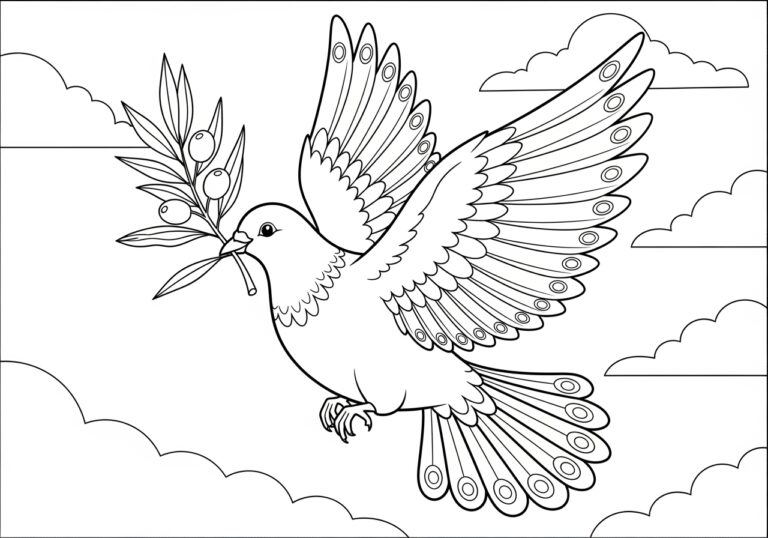 Dove with Olive Branch Coloring Page