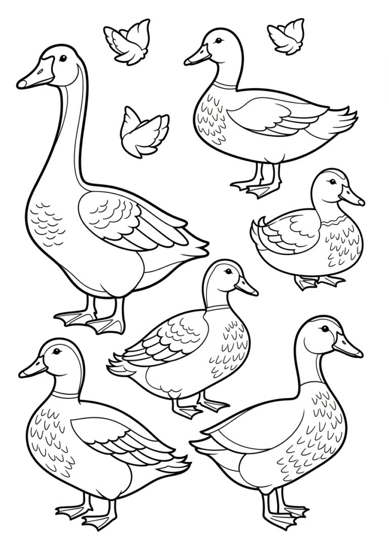 Duck and Goose Coloring Page